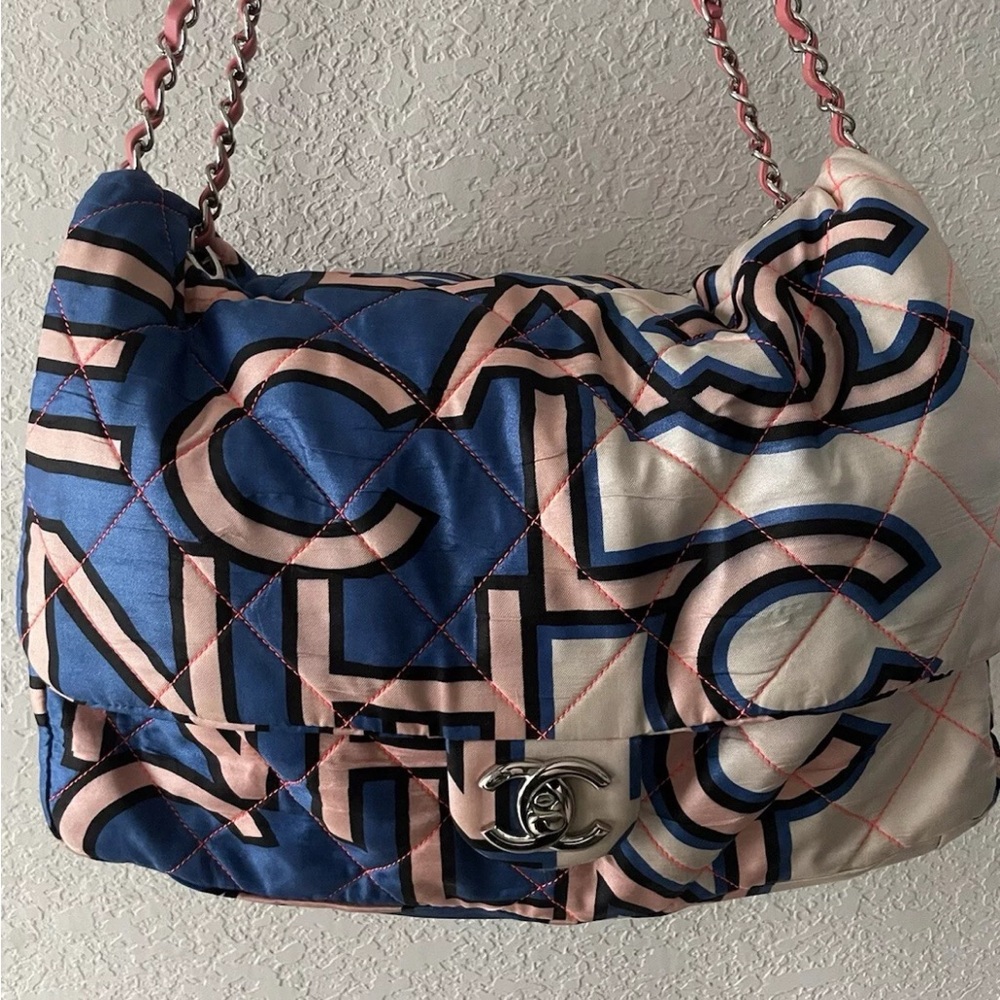Authentic Chanel nylon maxi flap bag